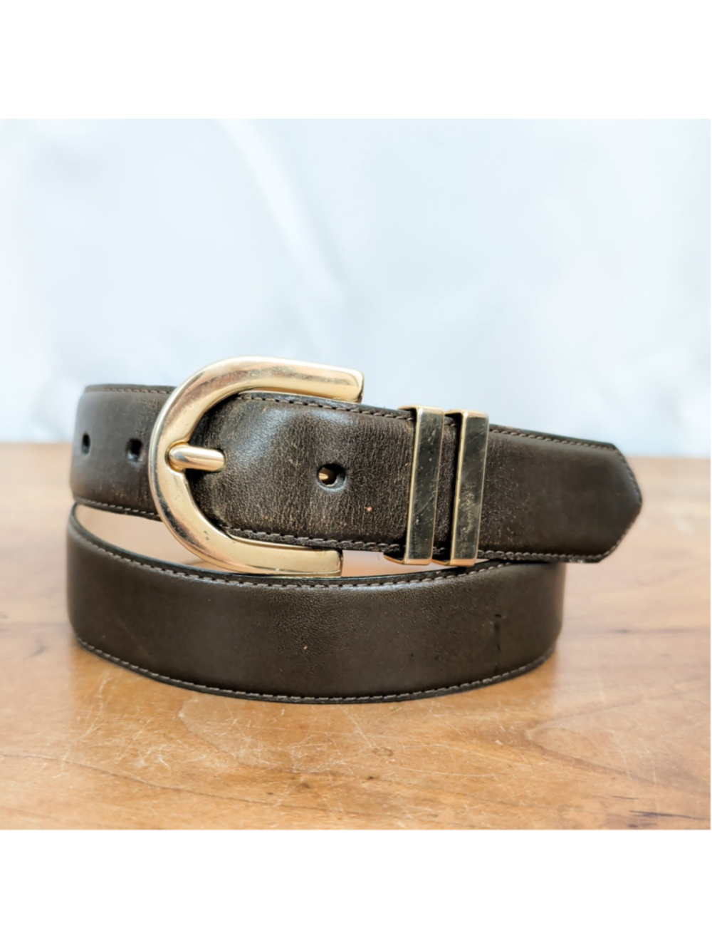 Ladies' Talbots Olive Leather Belt Medium